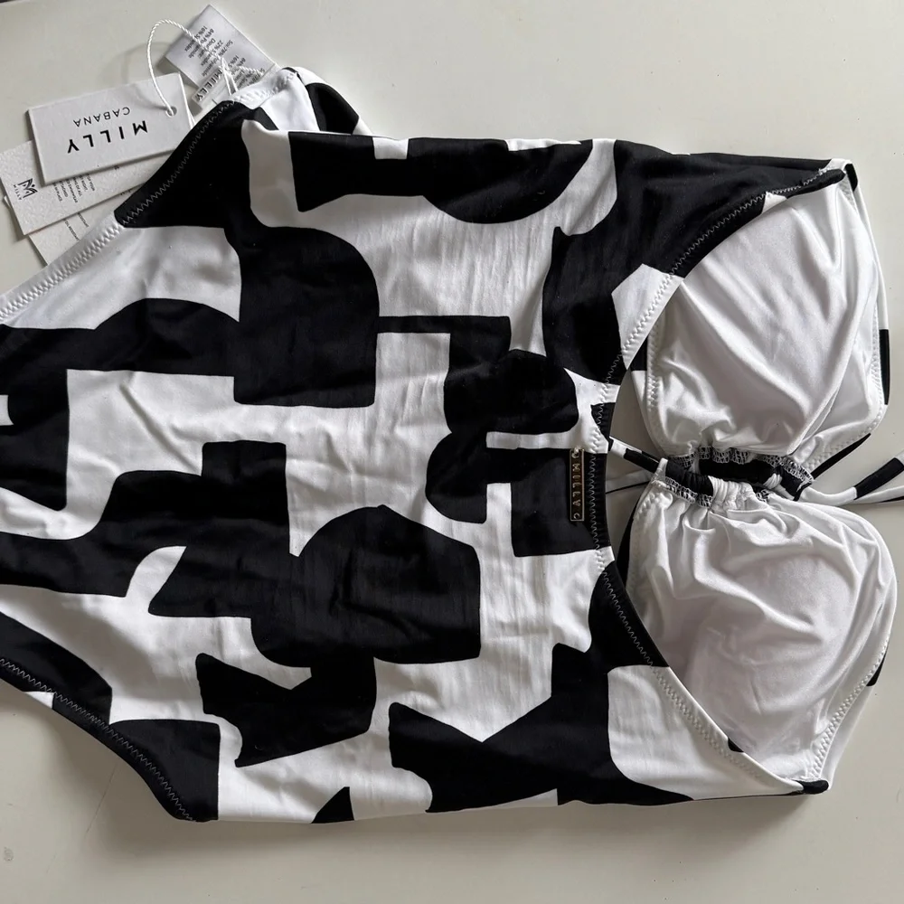 Milly Black and White Cutout One-Piece Swimsuit